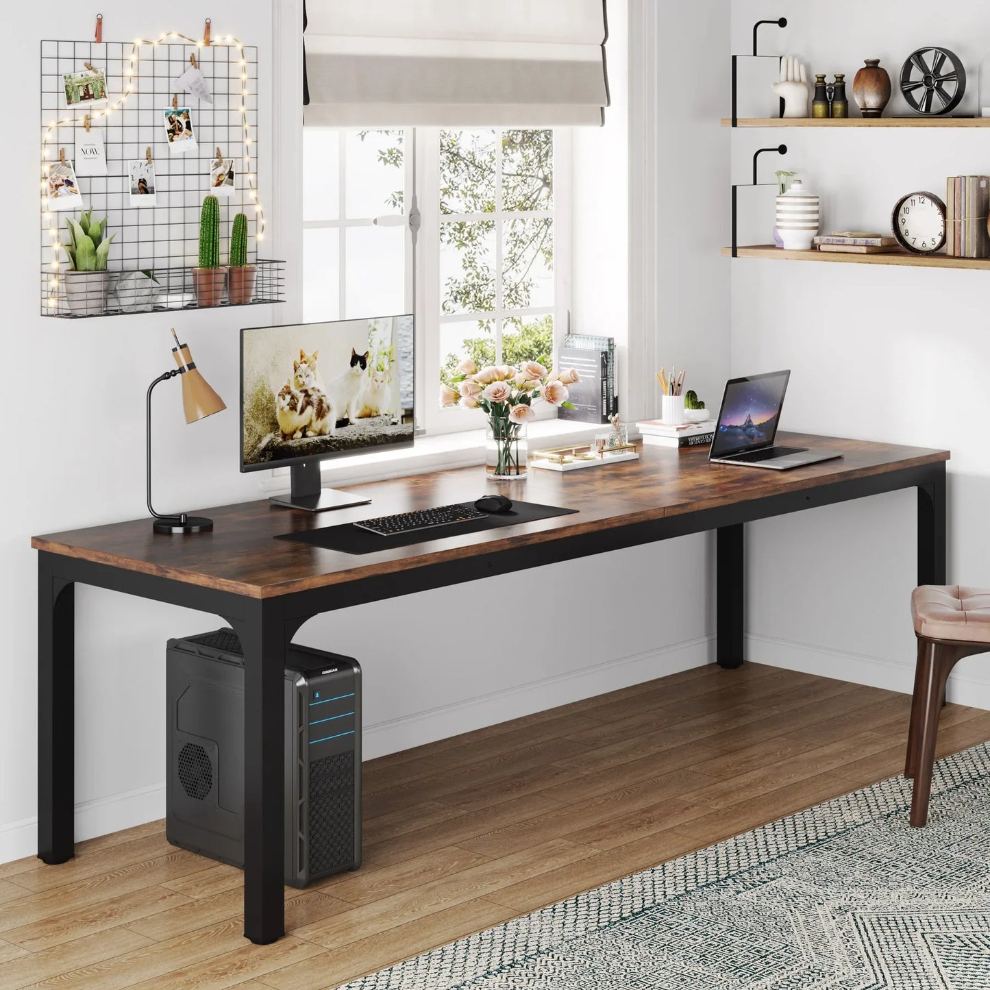 Extra Long 2-Person Computer Desk - 787 Double Workstation for Home Office - ZOOMNSTORE