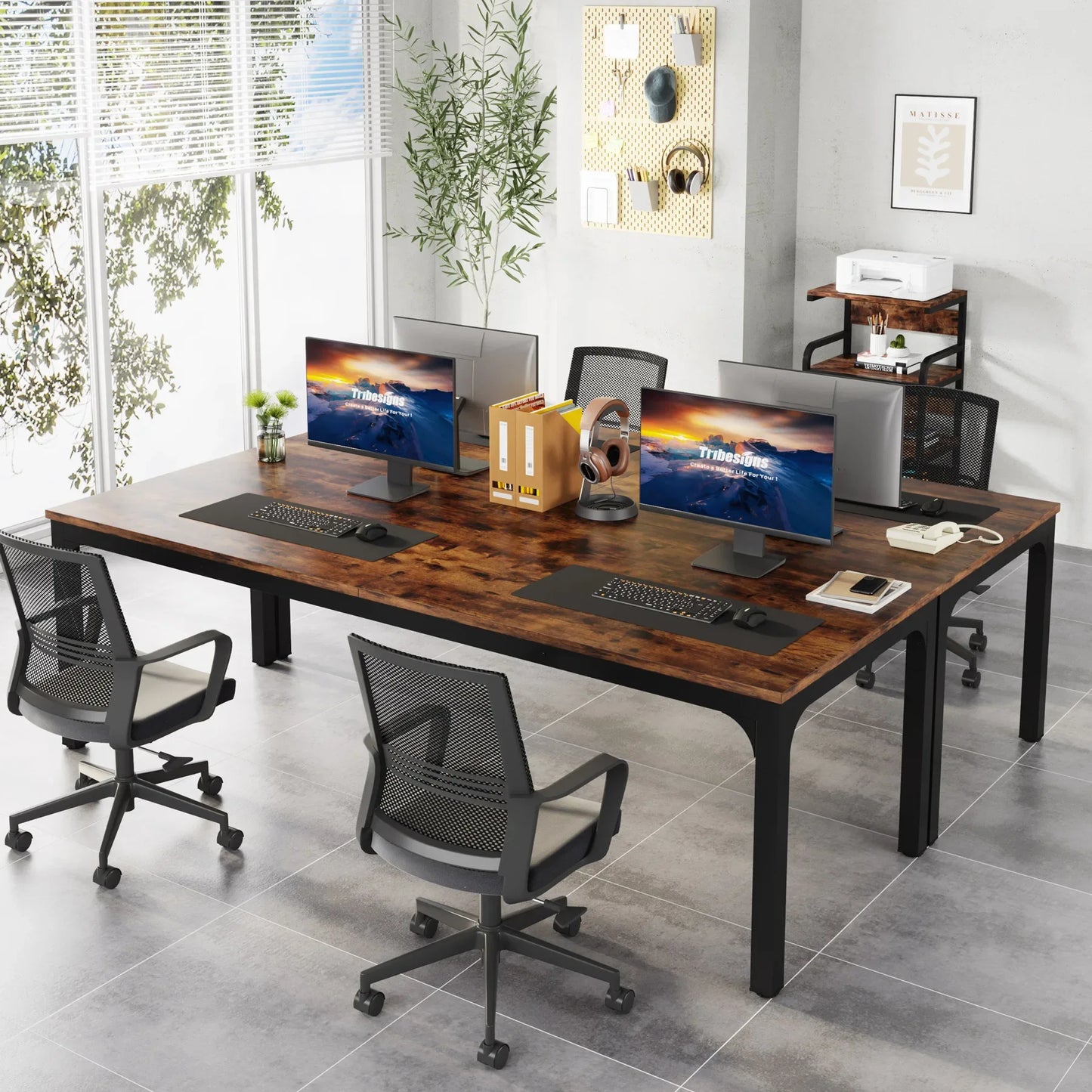 Extra Long 2-Person Computer Desk - 787 Double Workstation for Home Office - ZOOMNSTORE