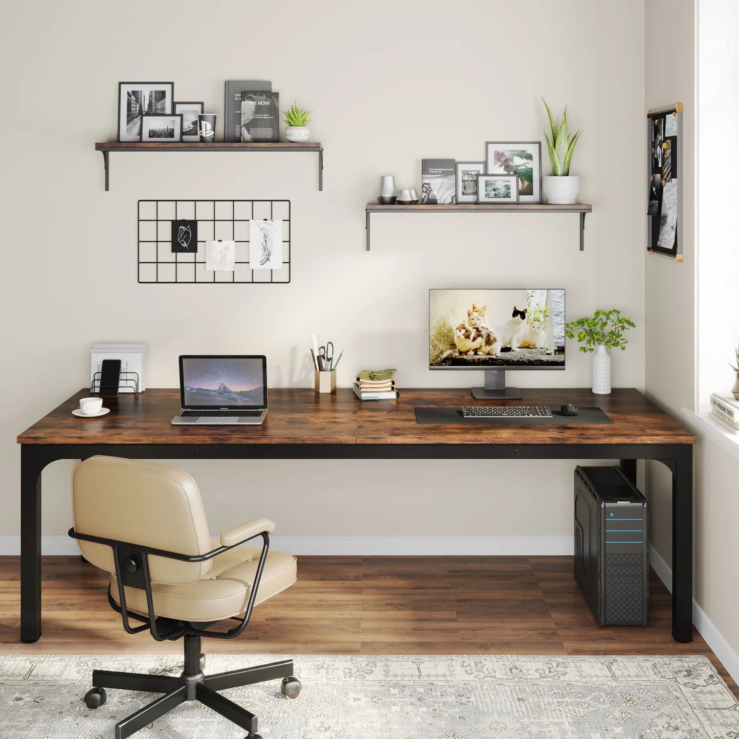 Extra Long 2-Person Computer Desk - 787 Double Workstation for Home Office - ZOOMNSTORE