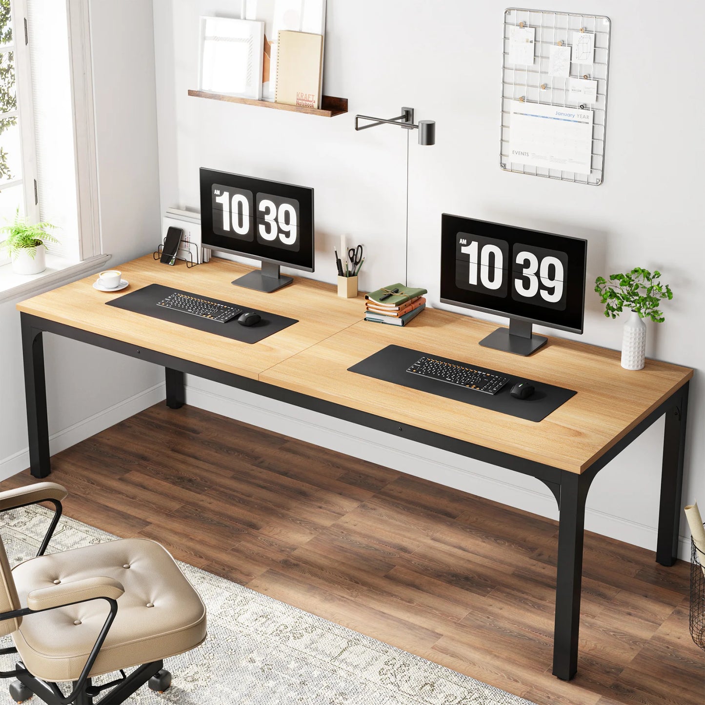 Extra Long 2-Person Computer Desk - 787 Double Workstation for Home Office - ZOOMNSTORE