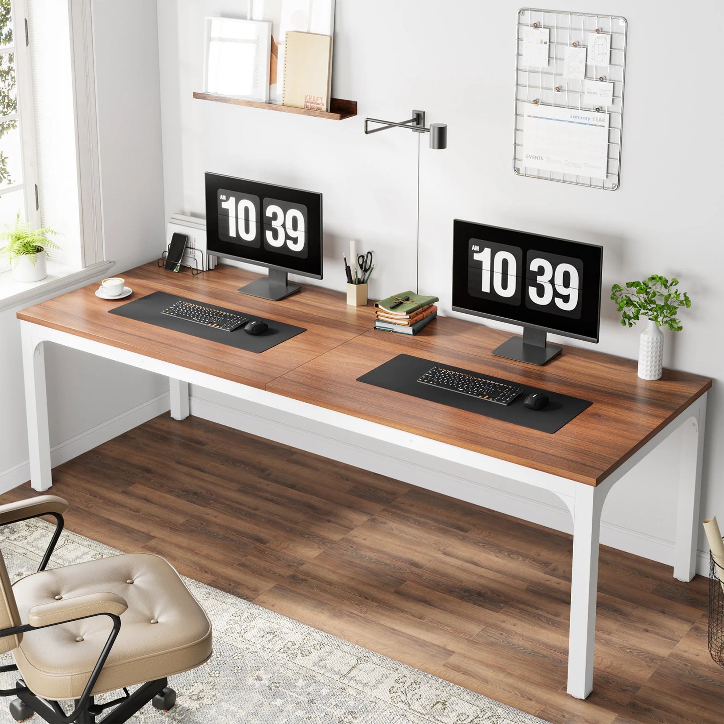 Extra Long 2-Person Computer Desk - 787 Double Workstation for Home Office - ZOOMNSTORE