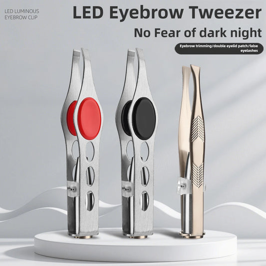 Portable Stainless Steel Eyebrow Hair Remover with LED Light - ZOOMNSTORE