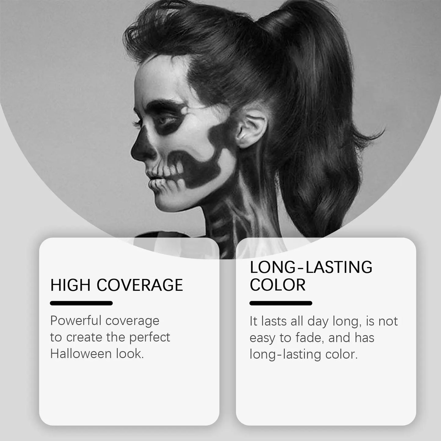 Black White Face Body Paint Kit Cover Foundation Clown Colorful Long Lasting Waterproof Halloween Festive Makeup Accessories Set - ZOOMNSTORE