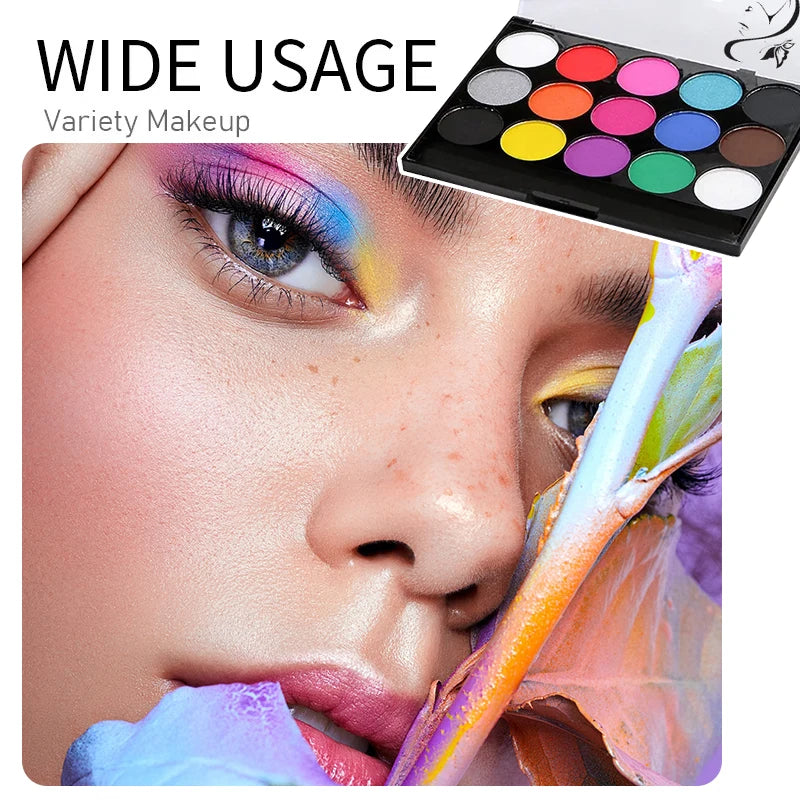 Water-soluble 15 color face body paint palette cosmetic safe,non-toxic Christmas Halloween Makeup Face Painting Cosplay Makeup - ZOOMNSTORE