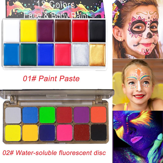 Face Paint Palette Non Toxic Safe Halloween Black White Facial Body Painted Paste Children's Face Paints Makeup Set Beauty Tool - ZOOMNSTORE