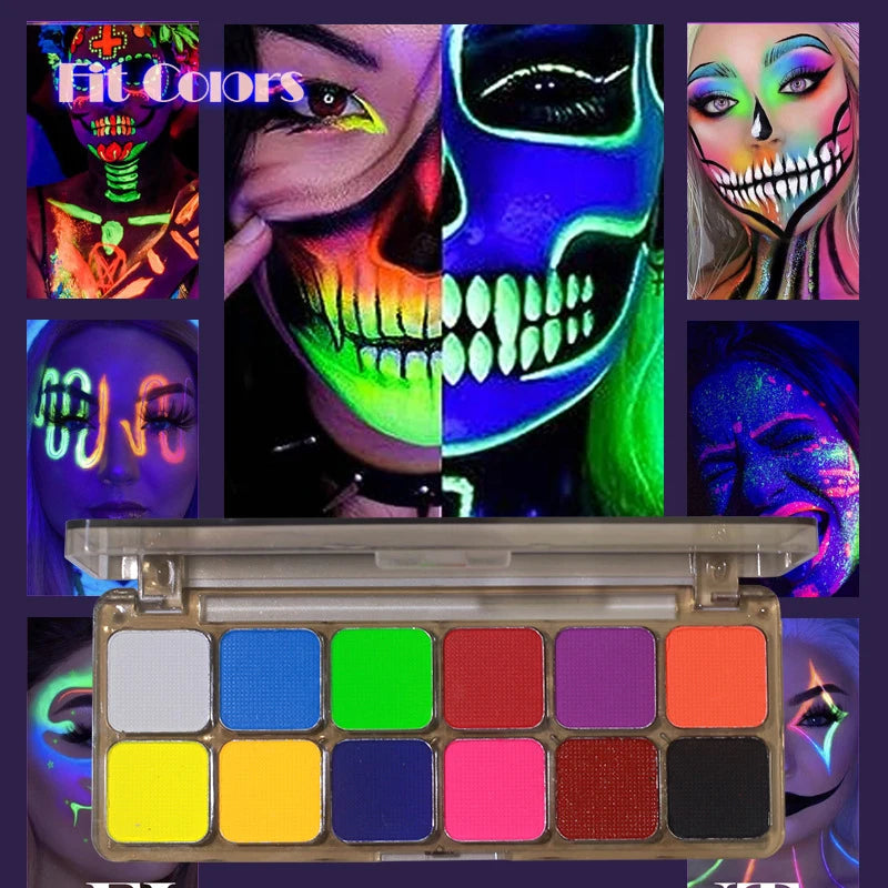 Face Paint Palette Non Toxic Safe Halloween Black White Facial Body Painted Paste Children's Face Paints Makeup Set Beauty Tool - ZOOMNSTORE
