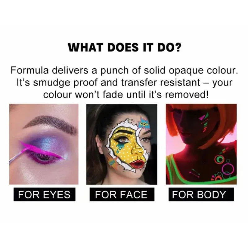 12 Face Painting Kit Body Makeup & 3 Colors Loose Powder Non Toxic Water Paint Oil with Brush Painting Halloween Cosplay Party - ZOOMNSTORE