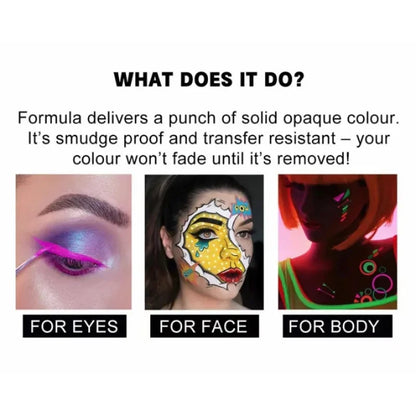 12 Face Painting Kit Body Makeup & 3 Colors Loose Powder Non Toxic Water Paint Oil with Brush Painting Halloween Cosplay Party - ZOOMNSTORE