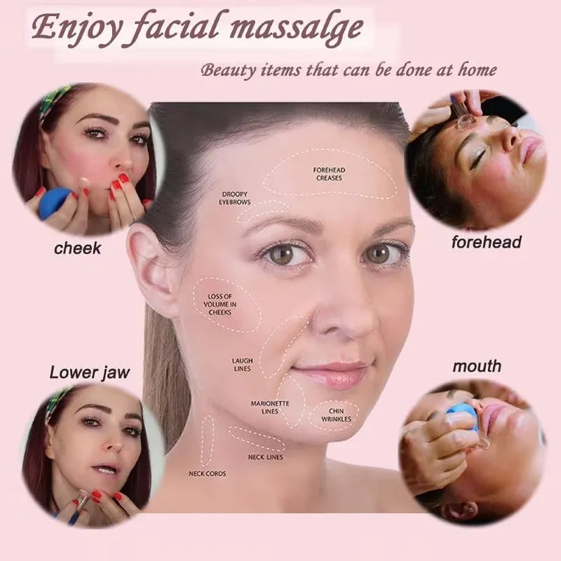 Facial Silicone Cupping | Mini Eye Cups Vacuum Suction Massage Set for Lymphatic Drainage - ZOOMNSTORE