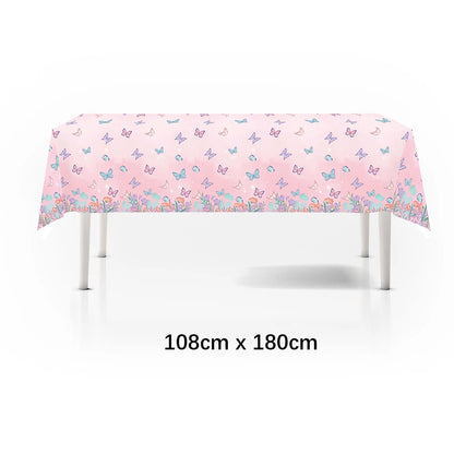 Butterfly Fairy Birthday Party Tableware Set - Pink Disposable Plates Cups Napkins and Tablecloth - ZOOMNSTORE