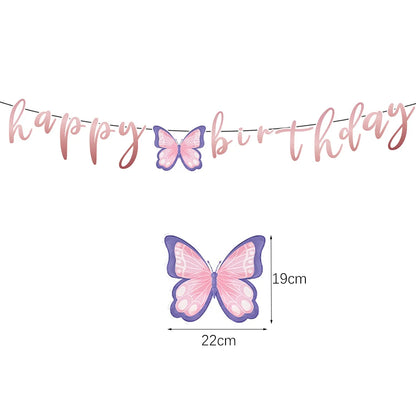 Butterfly Fairy Birthday Party Tableware Set - Pink Disposable Plates Cups Napkins and Tablecloth - ZOOMNSTORE
