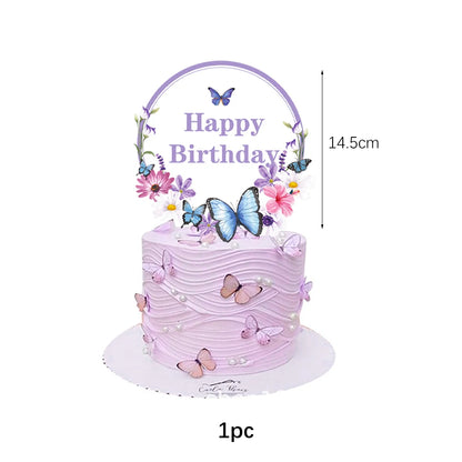 Butterfly Fairy Birthday Party Tableware Set - Pink Disposable Plates Cups Napkins and Tablecloth - ZOOMNSTORE