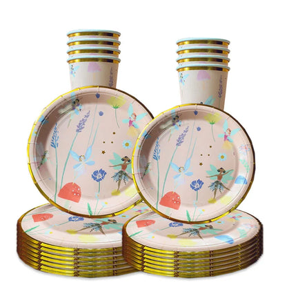 Fairy Princess Party Set - Disposable Tableware with Butterfly Plates Napkins and Cups for Girls Birthday Decor - ZOOMNSTORE