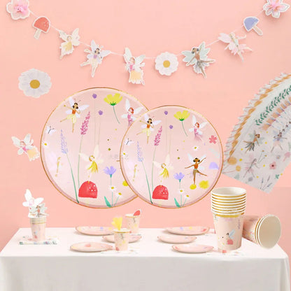 Fairy Princess Party Set - Disposable Tableware with Butterfly Plates Napkins and Cups for Girls Birthday Decor - ZOOMNSTORE
