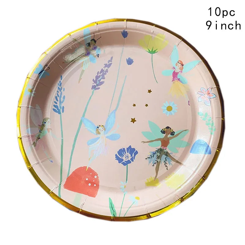Fairy Princess Party Set - Disposable Tableware with Butterfly Plates Napkins and Cups for Girls Birthday Decor - ZOOMNSTORE