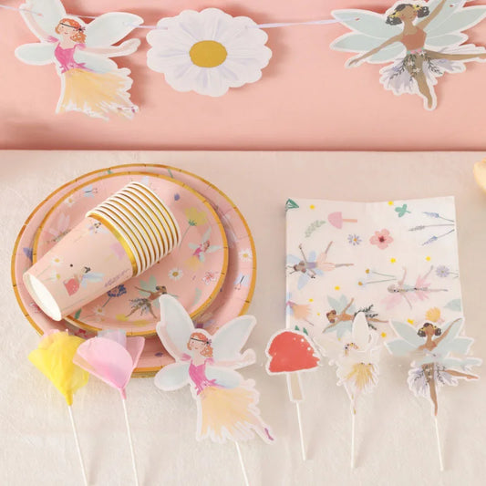 Fairy Princess Party Set - Disposable Tableware with Butterfly Plates Napkins and Cups for Girls Birthday Decor - ZOOMNSTORE