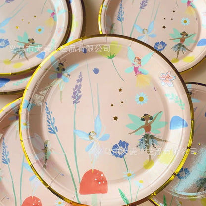 Fairy Princess Party Set - Disposable Tableware with Butterfly Plates Napkins and Cups for Girls Birthday Decor - ZOOMNSTORE