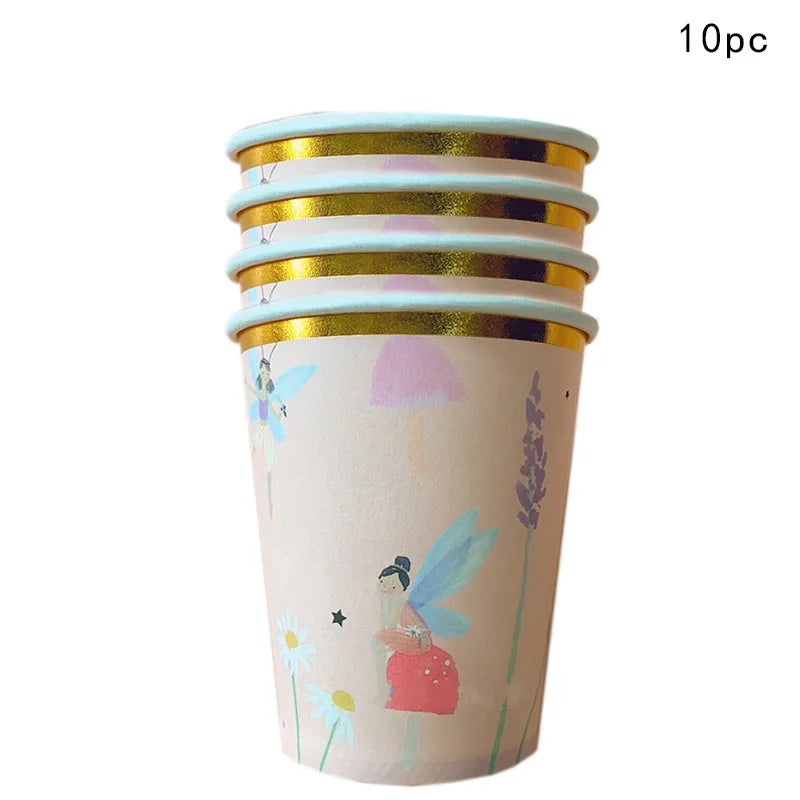 Fairy Princess Party Set - Disposable Tableware with Butterfly Plates Napkins and Cups for Girls Birthday Decor - ZOOMNSTORE