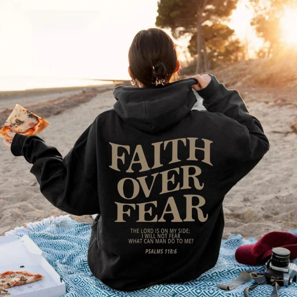 Faith Over Fear Hoodie - Christian Sweatshirt with Bible Verse - ZOOMNSTORE