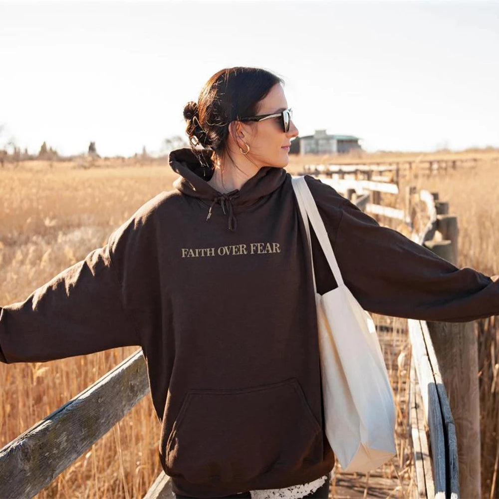 Faith Over Fear Hoodie - Christian Sweatshirt with Bible Verse - ZOOMNSTORE