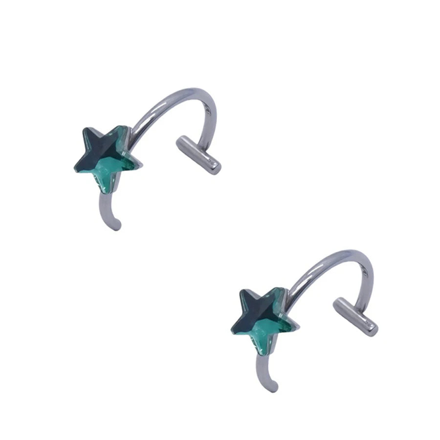 Trendy Stainless Steel Punk Clip-On Fake Piercing Nose  Lip Rings - Unisex Body Jewelry 2PCS - ZOOMNSTORE