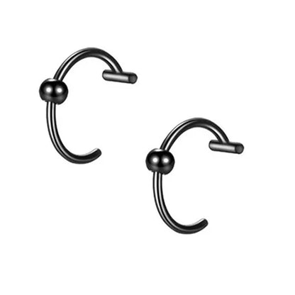 Trendy Stainless Steel Punk Clip-On Fake Piercing Nose  Lip Rings - Unisex Body Jewelry 2PCS - ZOOMNSTORE