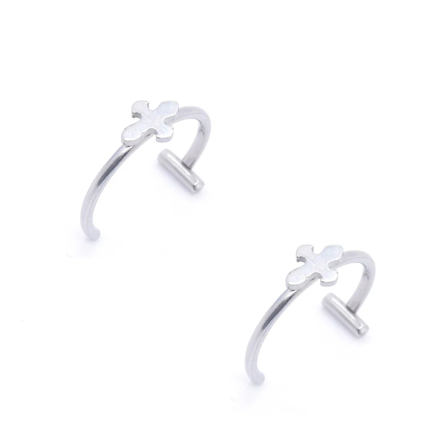 Trendy Stainless Steel Punk Clip-On Fake Piercing Nose  Lip Rings - Unisex Body Jewelry 2PCS - ZOOMNSTORE