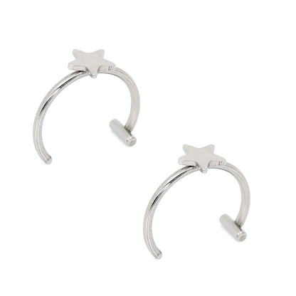 Trendy Stainless Steel Punk Clip-On Fake Piercing Nose  Lip Rings - Unisex Body Jewelry 2PCS - ZOOMNSTORE