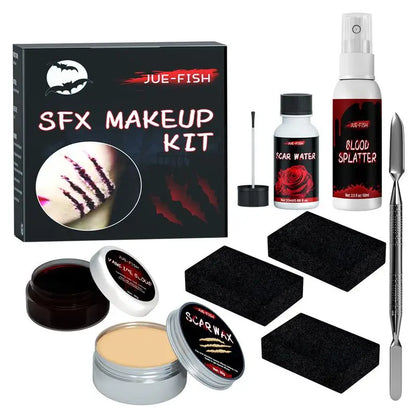 Halloween Particular Effects Fake Scar Wound Makeup Kit Bag | Halloween Horror Cosplay Skin Wax Plasma Scar Paint Makeup Tool - ZOOMNSTORE