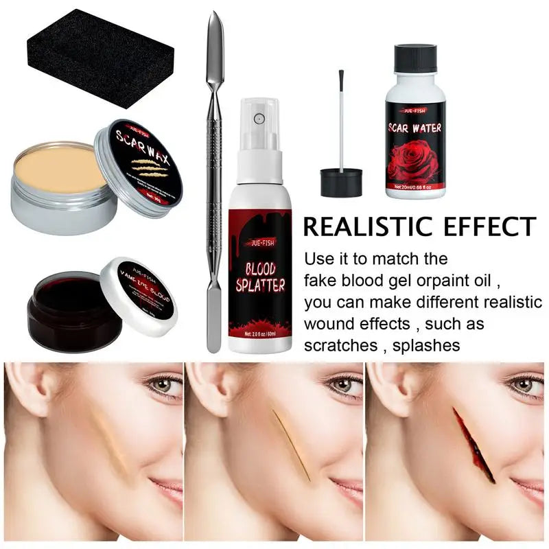 Halloween Particular Effects Fake Scar Wound Makeup Kit Bag | Halloween Horror Cosplay Skin Wax Plasma Scar Paint Makeup Tool - ZOOMNSTORE