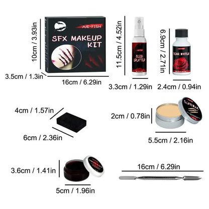 Halloween Particular Effects Fake Scar Wound Makeup Kit Bag | Halloween Horror Cosplay Skin Wax Plasma Scar Paint Makeup Tool - ZOOMNSTORE