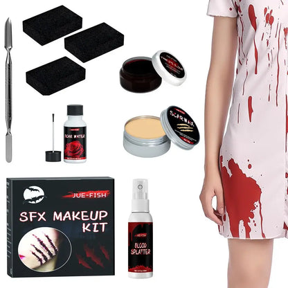 Halloween Particular Effects Fake Scar Wound Makeup Kit Bag | Halloween Horror Cosplay Skin Wax Plasma Scar Paint Makeup Tool - ZOOMNSTORE