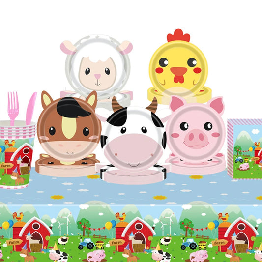 Farm Animals Party Plates - 10pcs Disposable Kids Dinnerware - ZOOMNSTORE