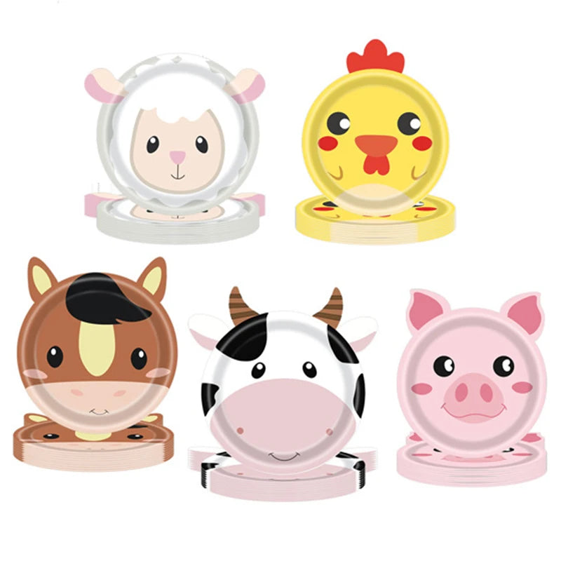 Farm Animals Party Plates - 10pcs Disposable Kids Dinnerware - ZOOMNSTORE