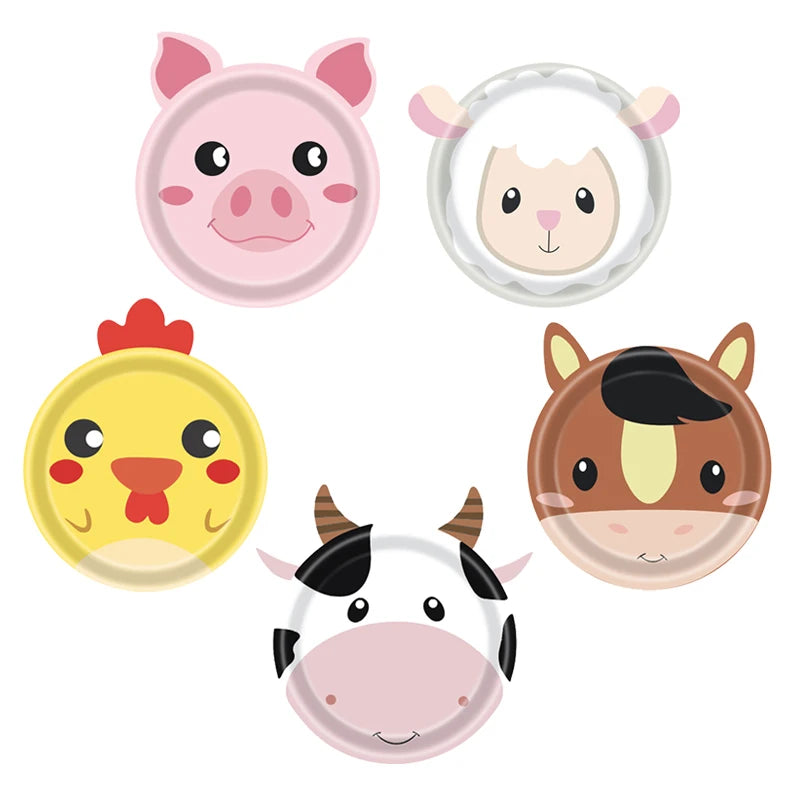 Farm Animals Party Plates - 10pcs Disposable Kids Dinnerware - ZOOMNSTORE