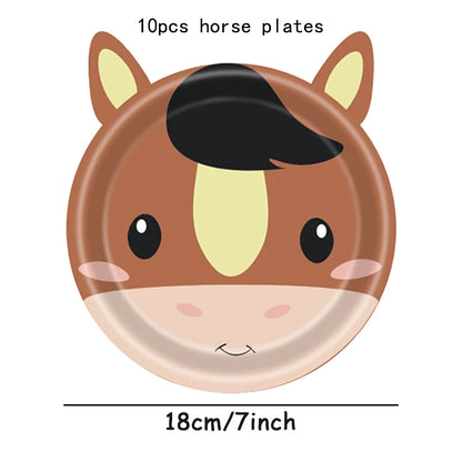 Farm Animals Party Plates - 10pcs Disposable Kids Dinnerware - ZOOMNSTORE
