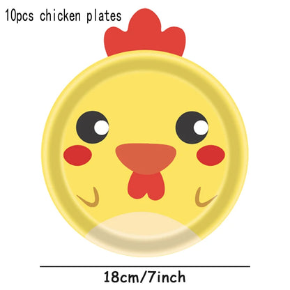 Farm Animals Party Plates - 10pcs Disposable Kids Dinnerware - ZOOMNSTORE