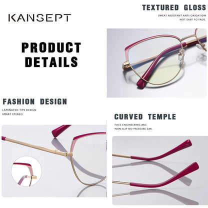 Fashion Reading Glasses | Cat Eye Full Rim Spectacles With Clear Lens & Stainless Steel Frames - ZOOMNSTORE