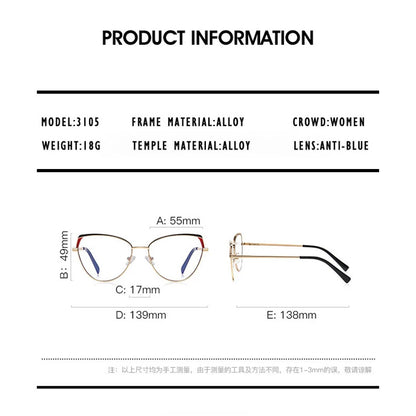 Fashion Reading Glasses | Cat Eye Full Rim Spectacles With Clear Lens & Stainless Steel Frames - ZOOMNSTORE