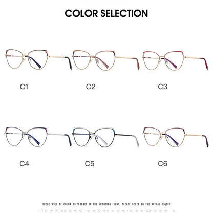 Fashion Reading Glasses | Cat Eye Full Rim Spectacles With Clear Lens & Stainless Steel Frames - ZOOMNSTORE
