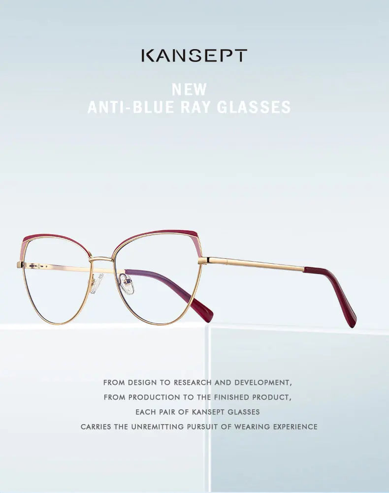 Fashion Reading Glasses | Cat Eye Full Rim Spectacles With Clear Lens & Stainless Steel Frames - ZOOMNSTORE