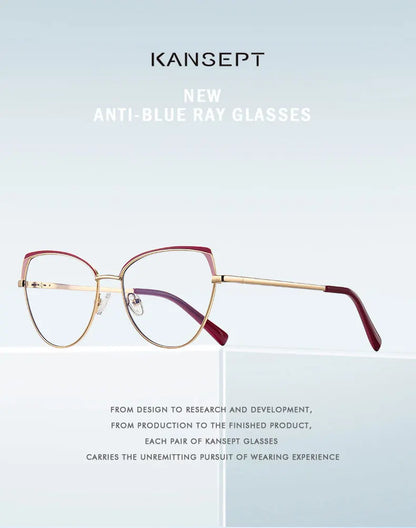 Fashion Reading Glasses | Cat Eye Full Rim Spectacles With Clear Lens & Stainless Steel Frames - ZOOMNSTORE