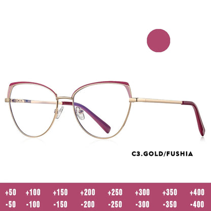 Fashion Reading Glasses | Cat Eye Full Rim Spectacles With Clear Lens & Stainless Steel Frames - ZOOMNSTORE