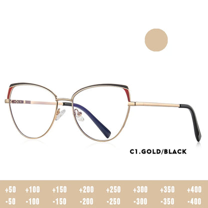Fashion Reading Glasses | Cat Eye Full Rim Spectacles With Clear Lens & Stainless Steel Frames - ZOOMNSTORE