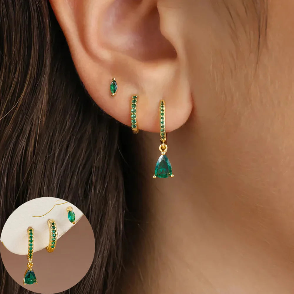 Fashion Stainless Steel Star Drop Earrings Set - 18K Gold Plated Dangle Jewelry for Women - ZOOMNSTORE