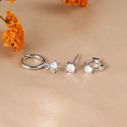 Fashion Stainless Steel Star Drop Earrings Set - 18K Gold Plated Dangle Jewelry for Women - ZOOMNSTORE