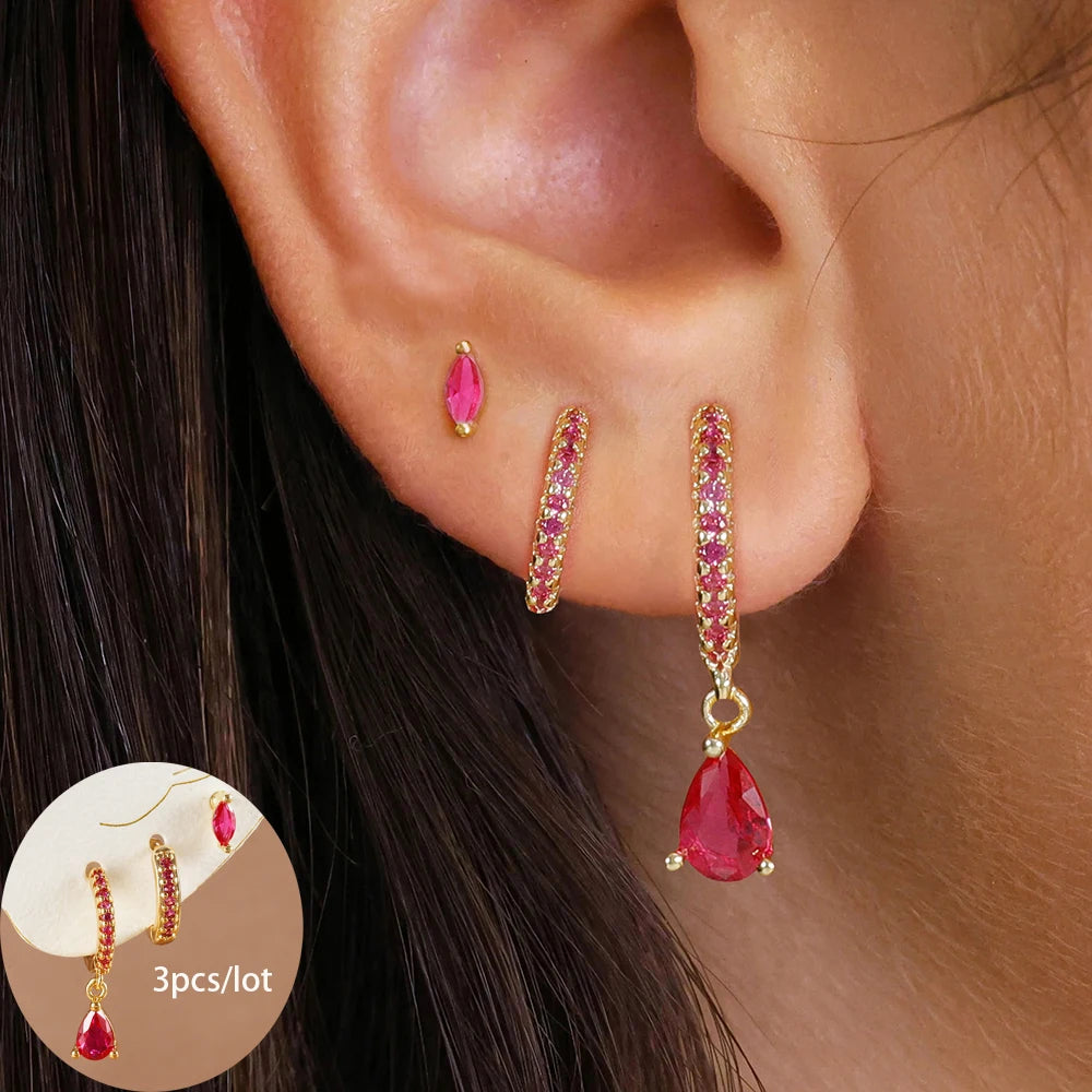 Fashion Stainless Steel Star Drop Earrings Set - 18K Gold Plated Dangle Jewelry for Women - ZOOMNSTORE