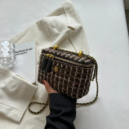 Fashionable Womens Crossbody Bag - Wool Chain Small Square Shoulder Purse - ZOOMNSTORE