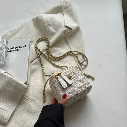 Fashionable Womens Crossbody Bag - Wool Chain Small Square Shoulder Purse - ZOOMNSTORE