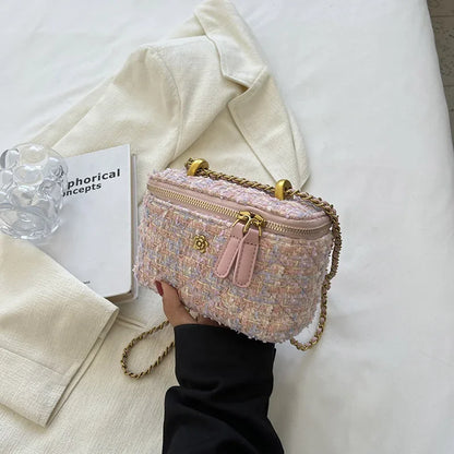 Fashionable Womens Crossbody Bag - Wool Chain Small Square Shoulder Purse - ZOOMNSTORE
